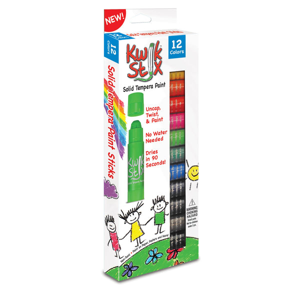 Solid Tempera Paint Sticks, Classic Colors, 12 Per Pack, 2 Packs