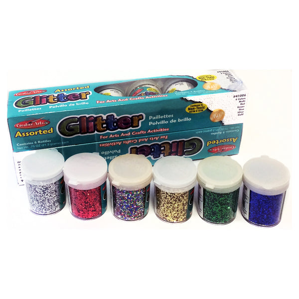 Creative Arts™ Glitter, Assorted Colors, .75 oz. Shakers, 12 Per Pack, 2 Packs