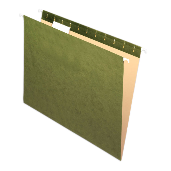 Recycled Hanging Folders, Letter Size, Standard Green, 1-5 Cut, Box of 25
