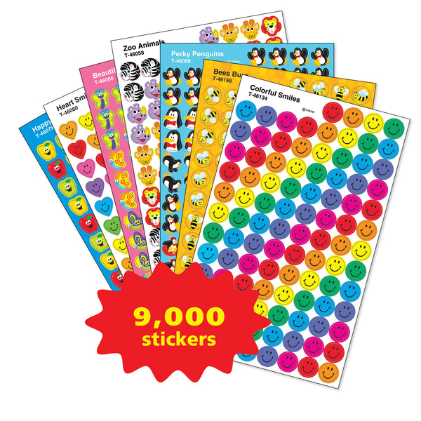 SuperSpots® & SuperShapes Stickers Assortment Pack, 100 Stickers Per Sheet, 90 Sheets