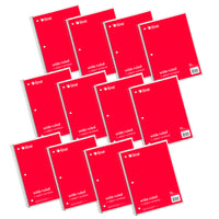 1-Subject Notebook, 70 Page, Wide Ruled, Red, Pack of 12