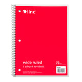 1-Subject Notebook, 70 Page, Wide Ruled, Red, Pack of 12