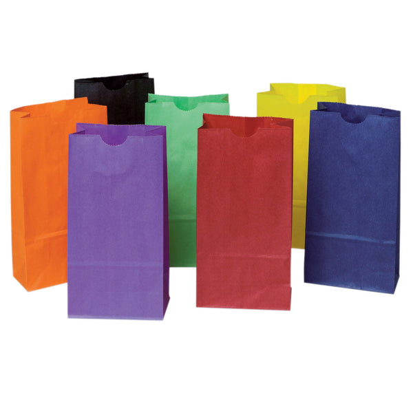 Mini Kraft Bag, Assorted Bright Colors, 4-1-8" x 2-5-8" x 8", 28 Per Pack, 3 Packs