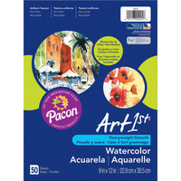 Watercolor Paper, White, 90lb., 9" x 12", 50 Sheets Per Pack, 3 Packs