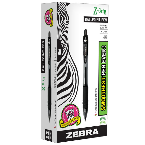 Z-Grip® Ballpoint Retractable Pen, 1.0mm, Black, 12 Per Pack, 3 Packs