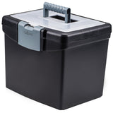Portable File Box with XL Storage Lid, Black
