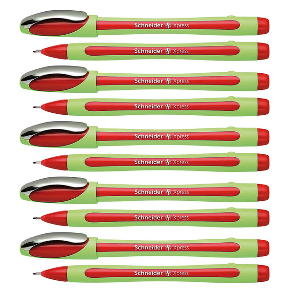 Xpress Fineliner Pen, Fiber Tip, 0.8 mm, Red, Pack of 10