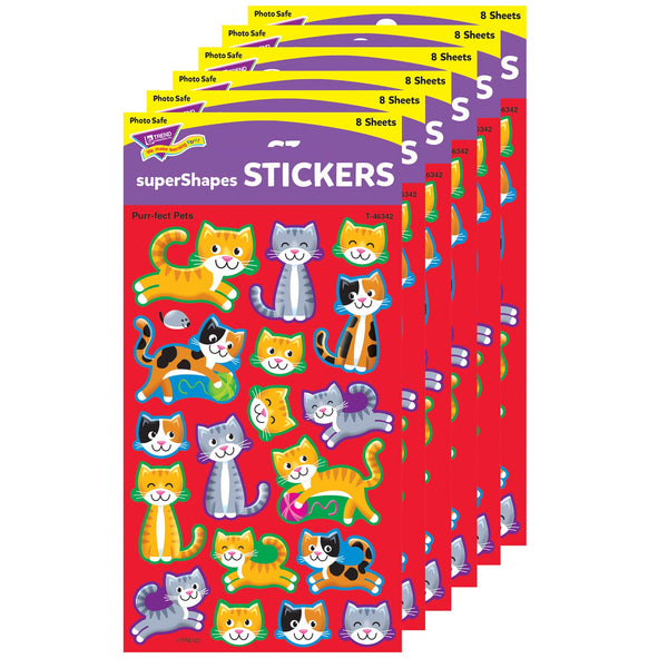 Purr-fect Pets superShapes Stickers-Large, 144 Per Pack, 6 Packs
