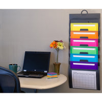 Cascading Wall Organizer, 6 Pockets, Letter, Gray-Bright