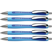 Rave Retractable Ballpoint Pen, ViscoGlide Ink, 1.4 mm, Blue, Pack of 5
