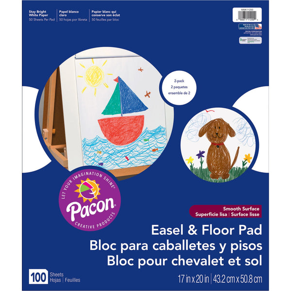 Easel Pad, 17" x 20", White, 2 Per Pack, 2 Packs