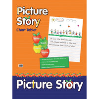 Picture Story Chart Tablet, White, Ruled Short, 1-1-2" Ruled, 24" x 32", 25 Sheets Per Pack, 2 Packs
