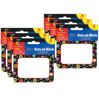 Dots On Black Name Tag-Labels, 36 Per Pack, 6 Packs