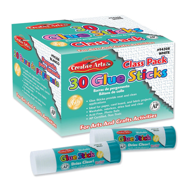 Creative Arts™ Economy Glue Stick Classpack, .28 oz., Clear, 30 Per Pack, 2 Packs