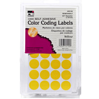Color Coding Labels, 3-4", Yellow, 1000 Per Pack, 12 Packs