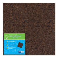 Dark Cork Tiles, 12" x 12", Pack of 4