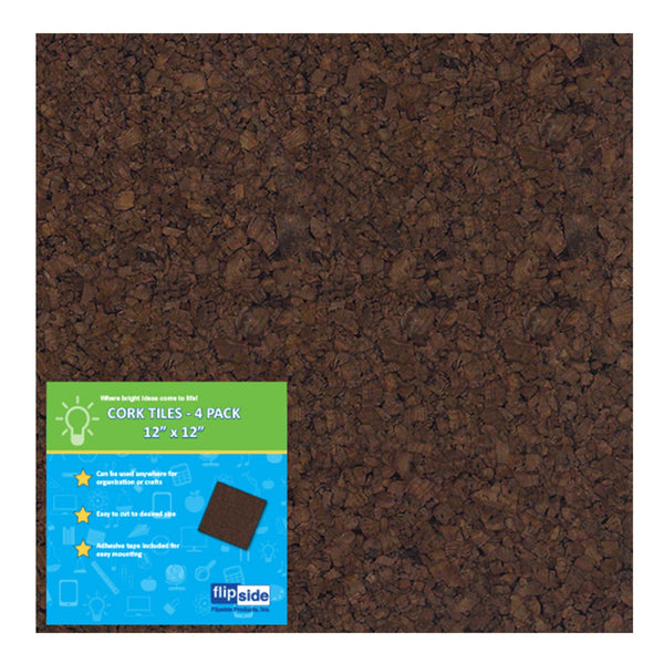 Dark Cork Tiles, 12" x 12", Pack of 4
