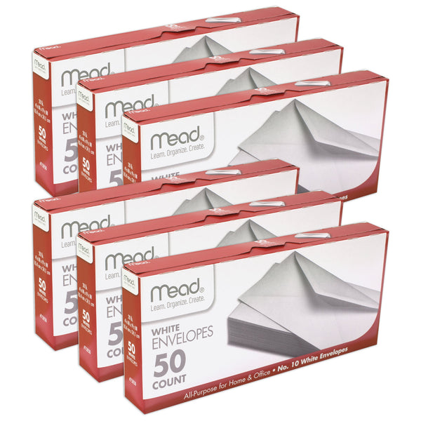 White Gummed Business Envelopes, 4 1-8 x 9 1-250#10, 50 Per Pack, 10 Packs