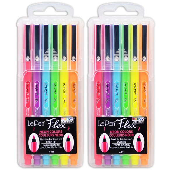LePen® Flex, 6 Neon Colors Per Pack, 2 Packs