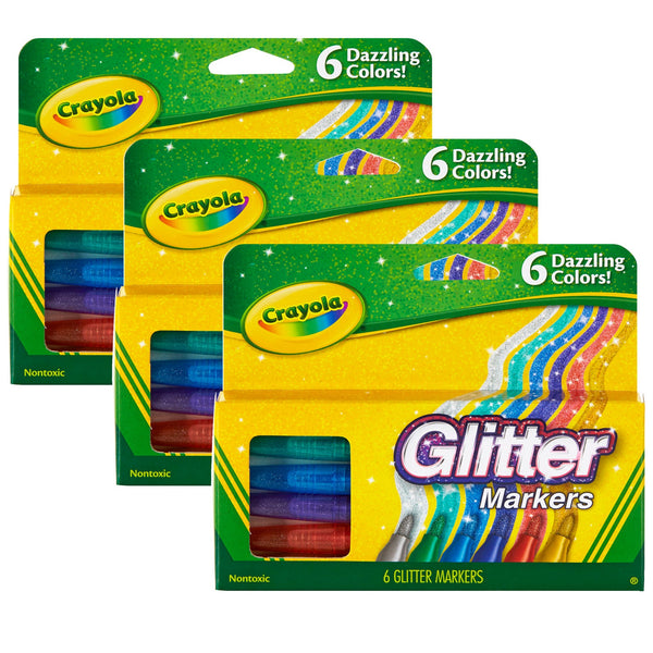 Glitter Markers, 6 Per Box, 3 Boxes
