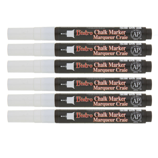 Bistro Single White Marker, Extra Fine Tip, Pack of 6