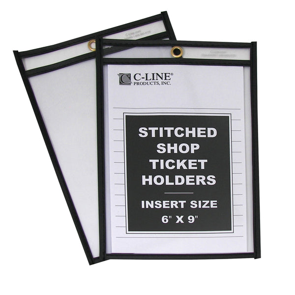 Shop Ticket Holders, Stitched, Both Sides Clear, 6" x 9", Box of 25