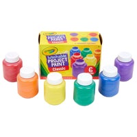 Washable Project Paint, Classic Colors, 2 oz., 6 Bottles Per Pack, 6 Packs