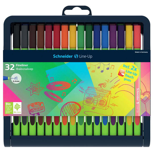 Line-Up Fineliner Pens with Case, 32 Colors