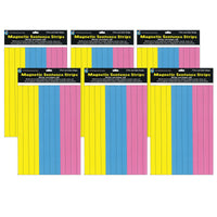 Die-Cut Magnetic Pink-Blue-Yellow Sentence Strips, 2.75" x 11", 3 Per Pack, 6 Packs