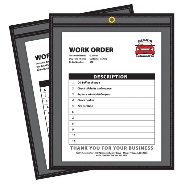 Shop Ticket Holders, Stitched, One Side Clear, 9" x 12", Box of 25