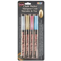 Broad Point Chalk Marker Fine Tip Set 4M, Metallic Colors, 4 Per Pack, 2 Packs