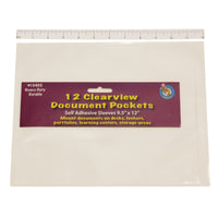 Clear View Self-Adhesive Document Pocket 9" x 12", 12 Per Pack, 3 Packs