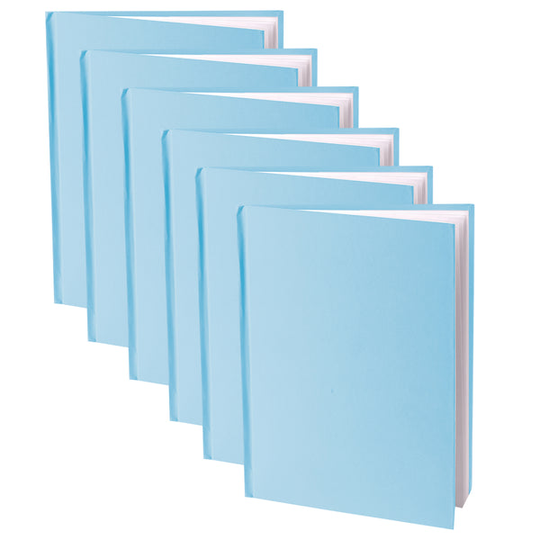Young Authors Blue Hardcover Blank Book, White Pages, 11"H x 8-1-2"W Portrait, 14 Sheets-28 Pages, Pack of 6