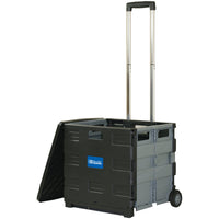 Folding Cart on Wheels w-Lid Cover, 16" x 18" x 15", Black-Gray