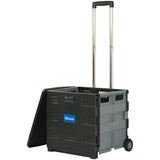 Folding Cart on Wheels w-Lid Cover, 16" x 18" x 15", Black-Gray
