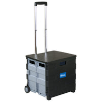 Folding Cart on Wheels w-Lid Cover, 16" x 18" x 15", Black-Gray