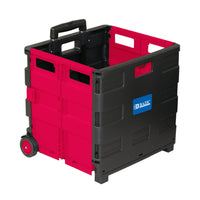 Folding Cart on Wheels w-Lid Cover, 16" x 18" x 15", Black-Red