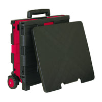 Folding Cart on Wheels w-Lid Cover, 16" x 18" x 15", Black-Red