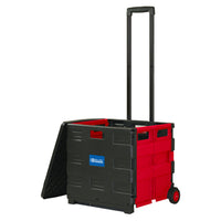 Folding Cart on Wheels w-Lid Cover, 16" x 18" x 15", Black-Red