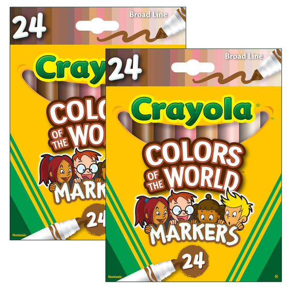 Colors of the World Markers, 24 Per Pack, 2 Packs