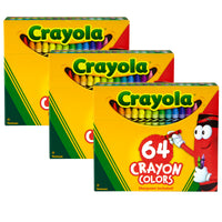 Crayons, Regular Size, 64 Per Box, 3 Boxes