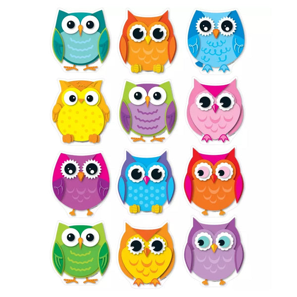 Colorful Owls Cut-Outs, 36 Per Pack, 3 Packs