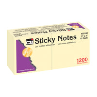 Sticky Notes, 3 x 3 Inch, 100 Sheets-Pad, Yellow, 12 Pads Per Pack, 3 Packs