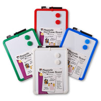 Framed Magnetic Dry Erase Board with Marker & Magnets, Assorted Colors, 8.5" x 11", Pack of 4