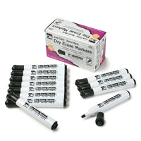 Dry Erase Markers, Barrel Style, Chisel Tip, Black, 12 Per Pack, 3 Packs