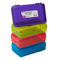 Translucent Pencil Boxes, Assorted Colors, Pack of 12