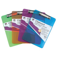 Plastic Clipboard, Letter, Assorted Colors, Pack of 6
