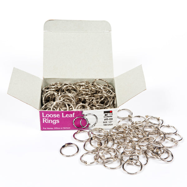 Loose Leaf Rings, 1-2", 100 Per Box, 2 Boxes