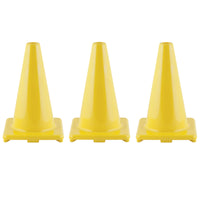 Hi-Visibility Flexible Vinyl Cone, 12", Yellow, Pack of 3