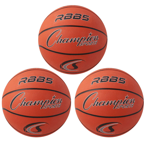 Mini Rubber Basketball, Orange, Pack of 3